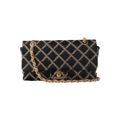 Chanel Wild Stitch Medium Black Silk Flap Bag Gold Hardware, 2009