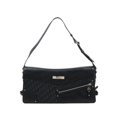 Very Good ( Rank A) ｜   Dior Trotter Punk Calf Skin Canvas Shoulder Bag Black  ｜25022708