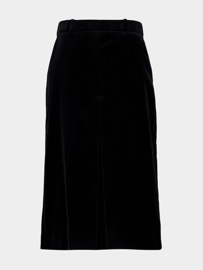 Velours Vintage Cotton Midi Skirt in Black