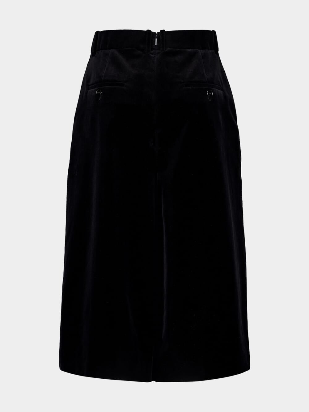 Velours Vintage Cotton Midi Skirt in Black