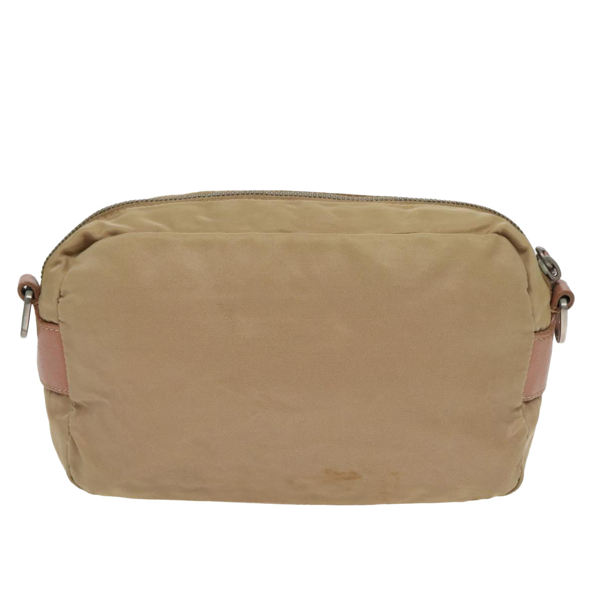 PRADA Shoulder Bag Nylon Leather Beige Auth 83156