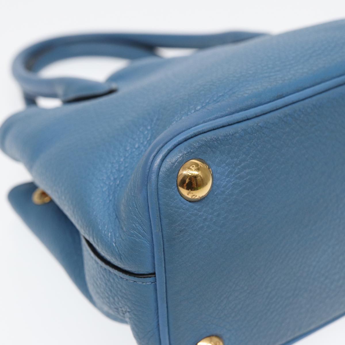 PRADA Hand Bag Leather 2way Light Blue Auth 83160