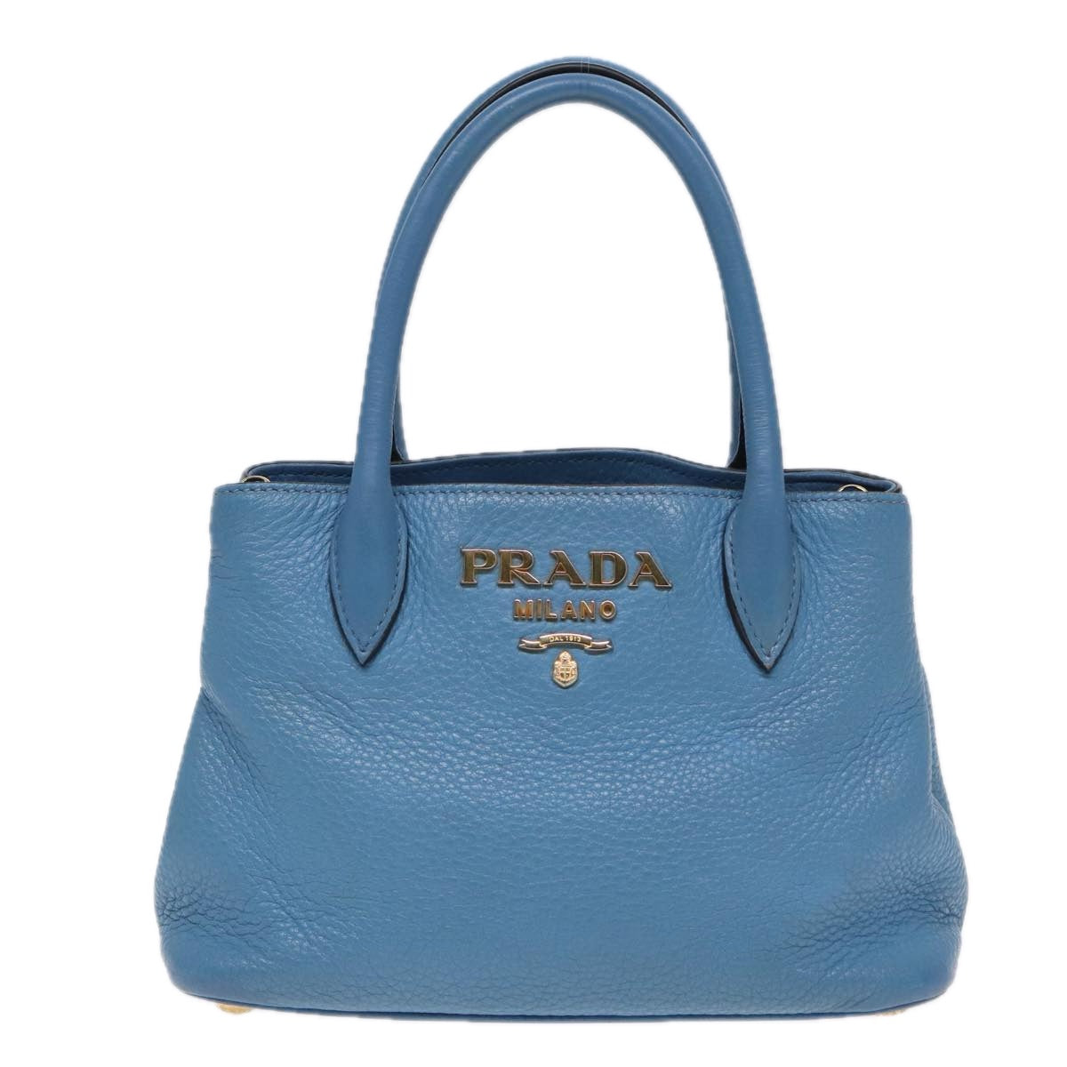 PRADA Hand Bag Leather 2way Light Blue Auth 83160