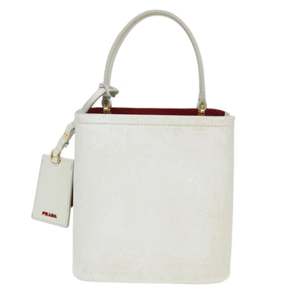 PRADA Hand Bag Nylon Leather 2way White Auth 83161