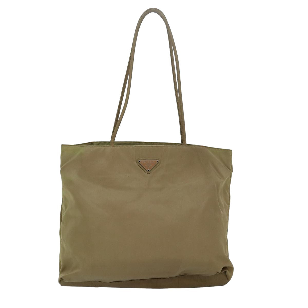 PRADA Tote Bag Nylon Beige Auth 83165