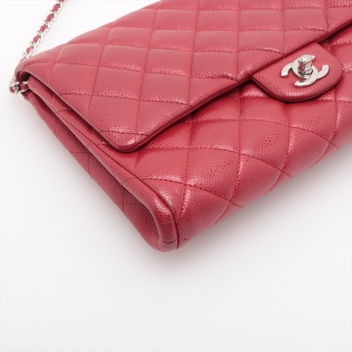 Chanel Matrasse Caviar S Single Flap Single Chain Bag Red Silver  20th