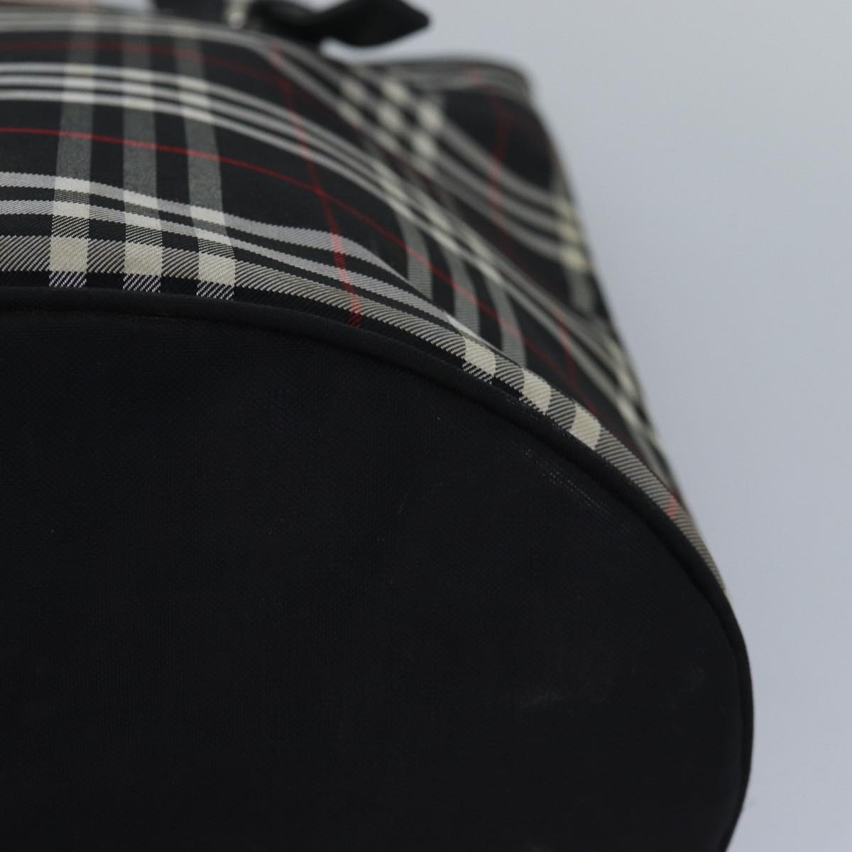 BURBERRYSs Nova Check Blue Label Tote Bag Nylon Leather Black Auth 83195
