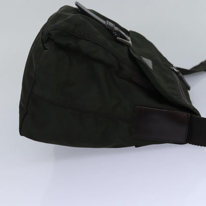 PRADA Shoulder Bag Nylon Khaki Brown Auth 83228