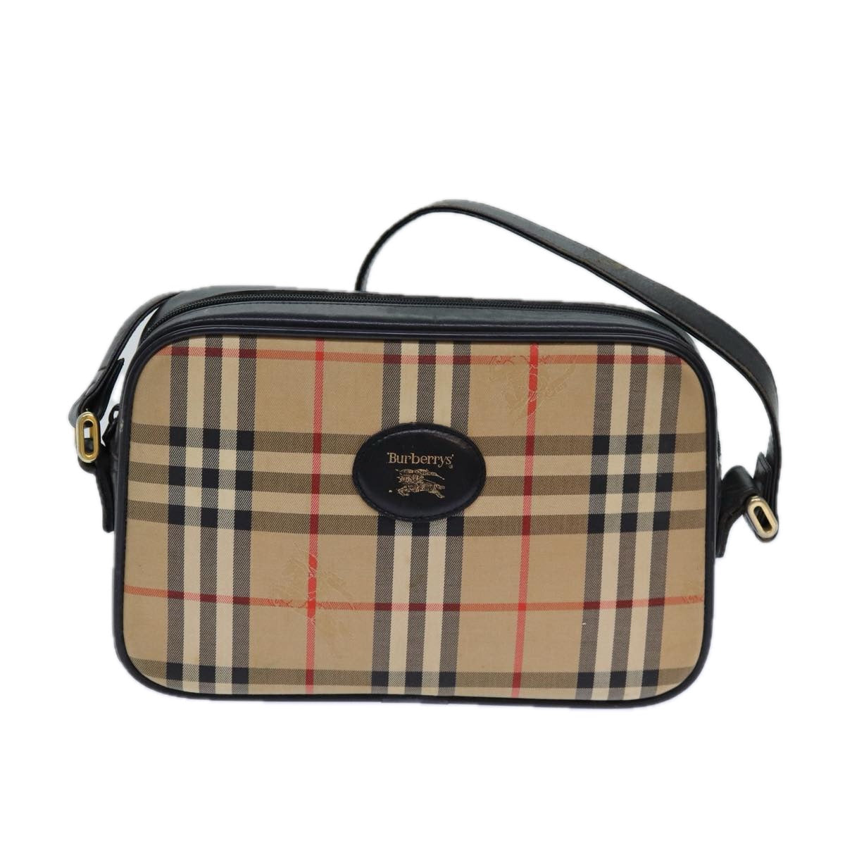 BURBERRYSs Nova Check Shoulder Bag Canvas Beige Auth 83237