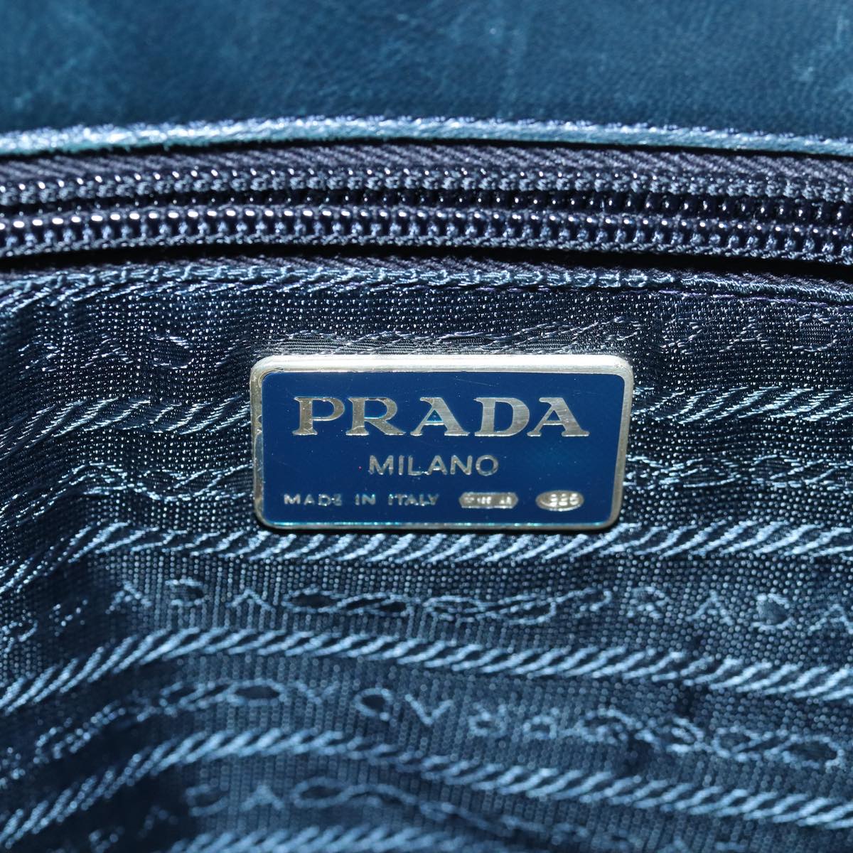 PRADA Hand Bag Leather Navy Auth 83273