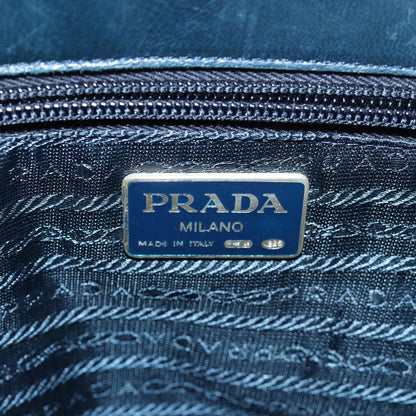 PRADA Hand Bag Leather Navy Auth 83273