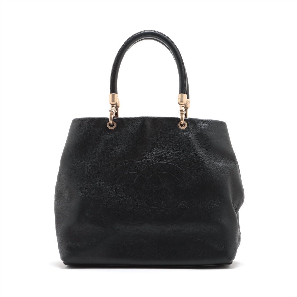 Chanel Coco Caviar S Tote Bag Black Gold  8th
