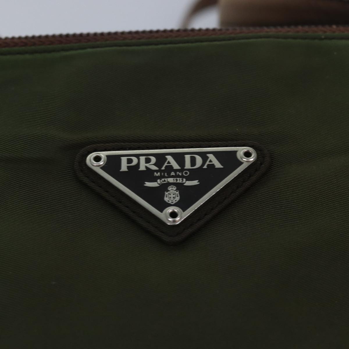 PRADA Shoulder Bag Nylon Leather Khaki Auth 83398