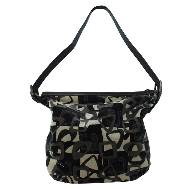 Celine Brown Print Velvet Shoulder Bag