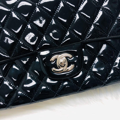 Classic Double Flap Patent Leather M/L SHW Black
