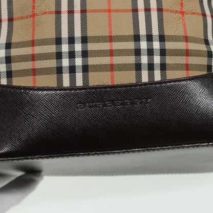 BURBERRY Nova Check Tote Bag Canvas Beige Auth 83420