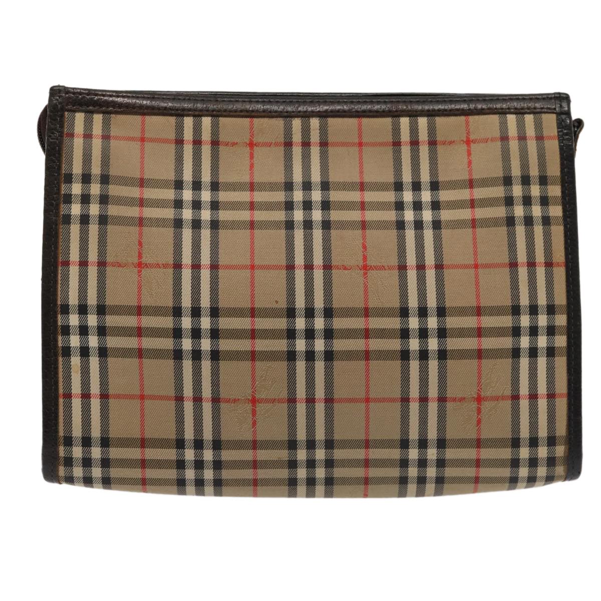 BURBERRYSs Nova Check Clutch Bag Canvas Beige Auth 83452