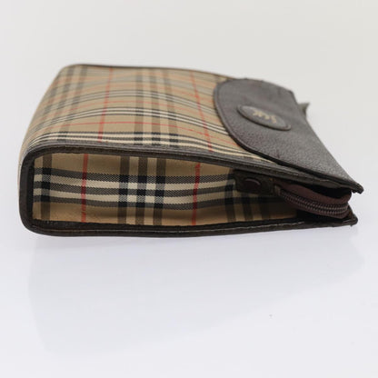 BURBERRYSs Nova Check Clutch Bag Canvas Beige Auth 83452