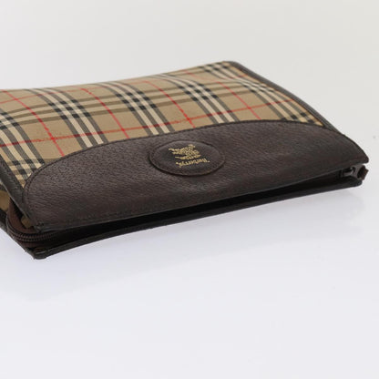 BURBERRYSs Nova Check Clutch Bag Canvas Beige Auth 83452