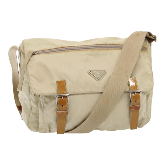 PRADA Shoulder Bag Nylon Beige Auth 83489