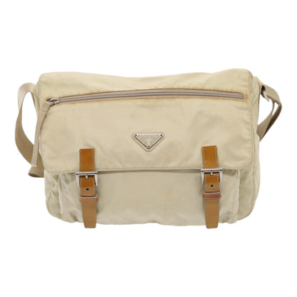 PRADA Shoulder Bag Nylon Beige Auth 83489