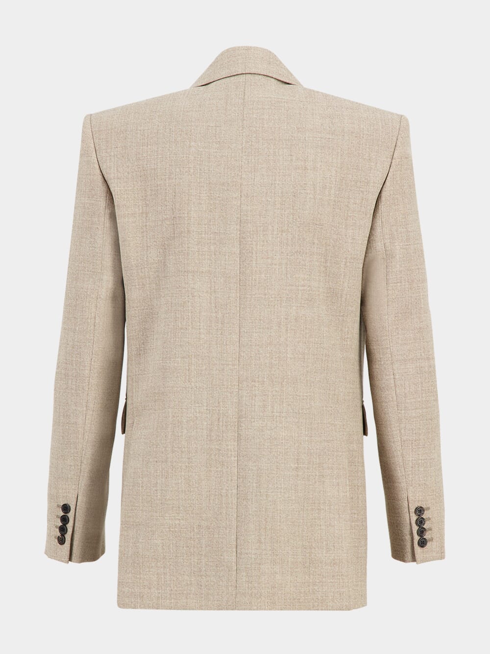 Beige Taupe Wool Double-Breasted Blazer