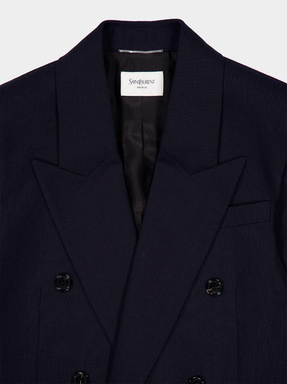 Marine Blue Double-Breasted Wool Jacket