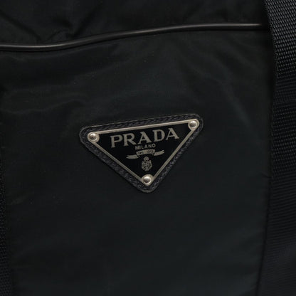 PRADA Boston Bag Nylon Black Silver Auth 83519