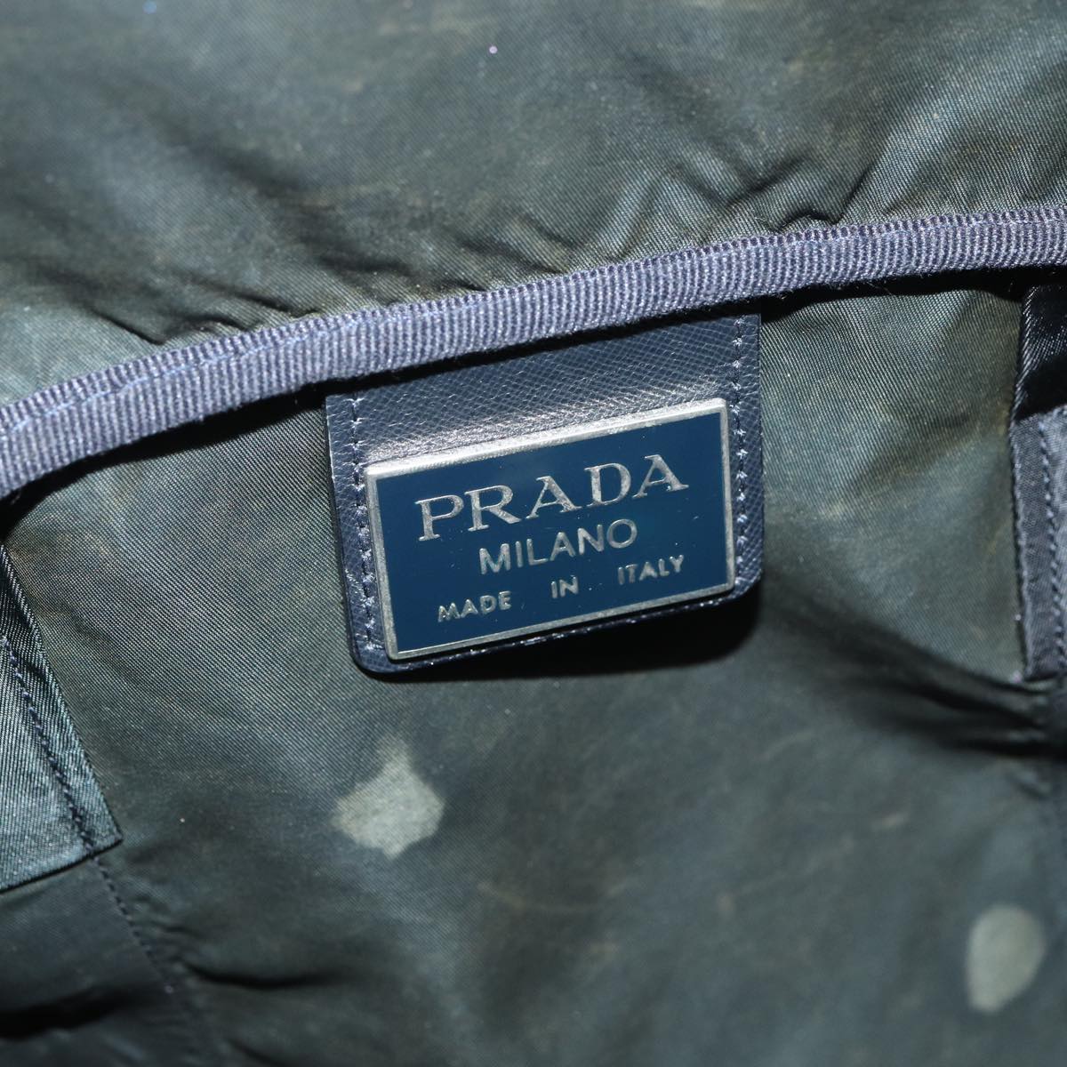 PRADA Boston Bag Nylon Black Silver Auth 83519