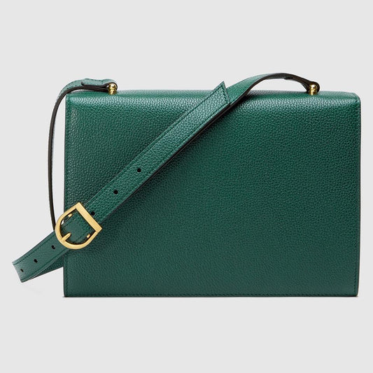 Gucci Zumi Grainy Leather Small Shoulder Bag Dark Green