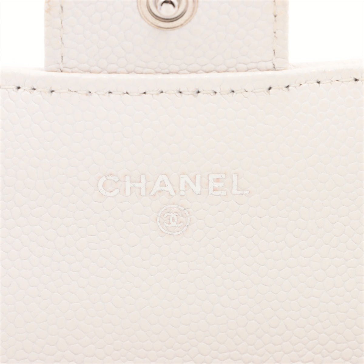 Chanel Matrasse Caviar S Wallet White Silver Gold