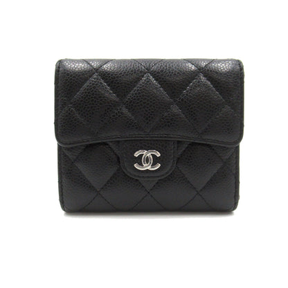 CHANEL Small Flap Wallet Three Fold Wallet Wallet Cabia S (Greenhead)   Black  AP0231