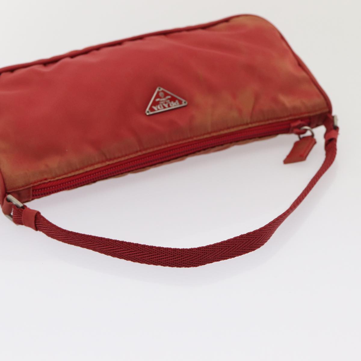 PRADA Accessory Pouch Nylon Red Auth 83667