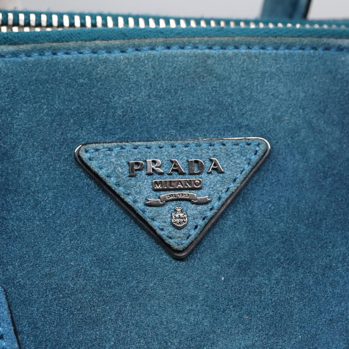 PRADA Hand Bag Suede 2way Blue Auth 83949