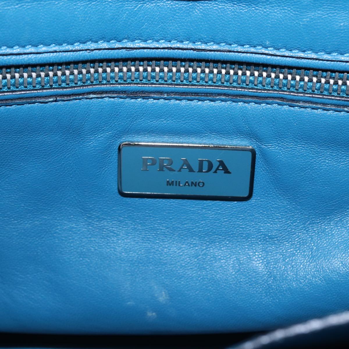 PRADA Hand Bag Suede 2way Blue Auth 83949