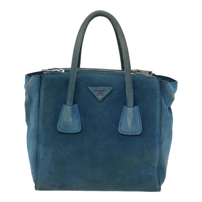 PRADA Hand Bag Suede 2way Blue Auth 83949