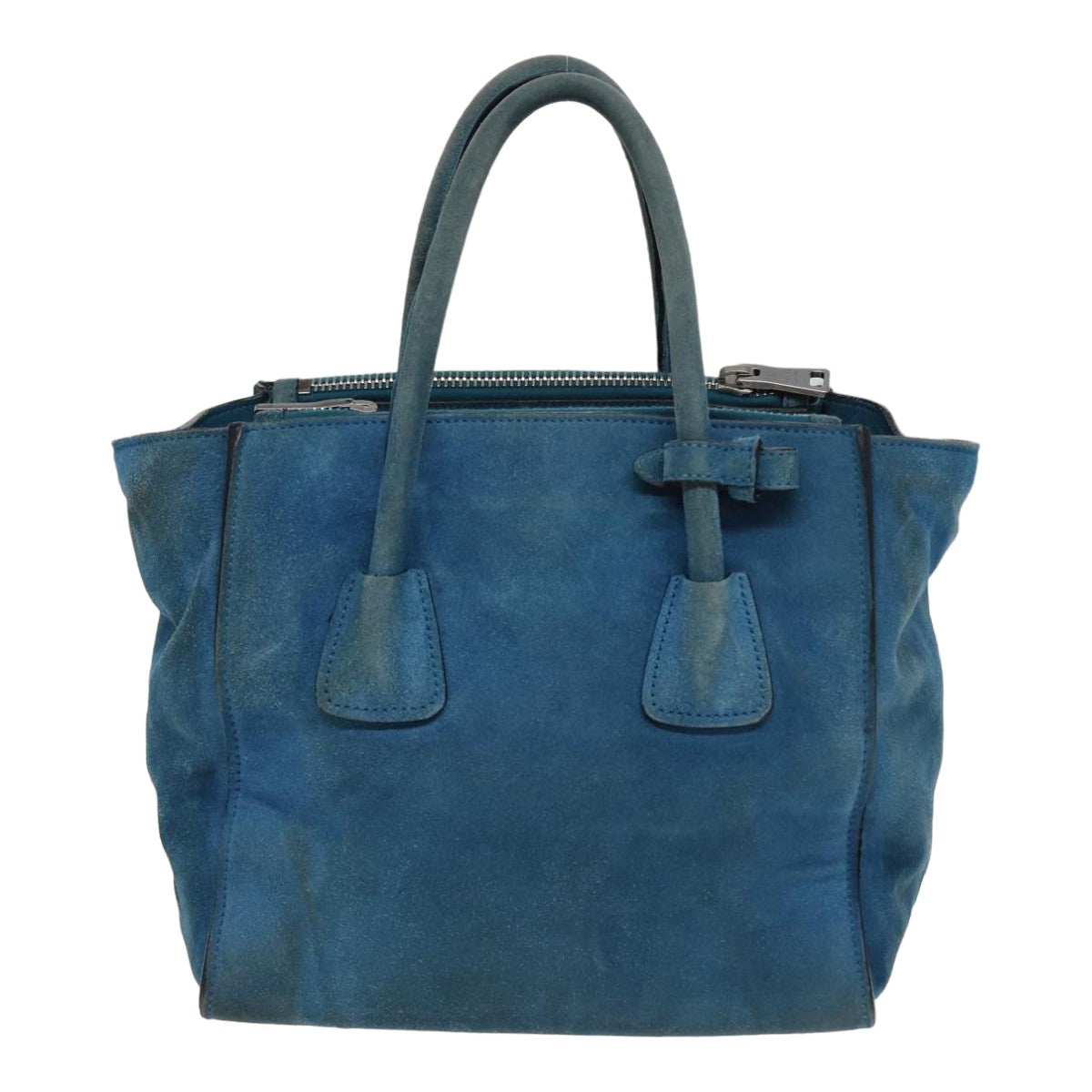 PRADA Hand Bag Suede 2way Blue Auth 83949