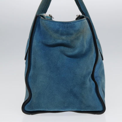 PRADA Hand Bag Suede 2way Blue Auth 83949