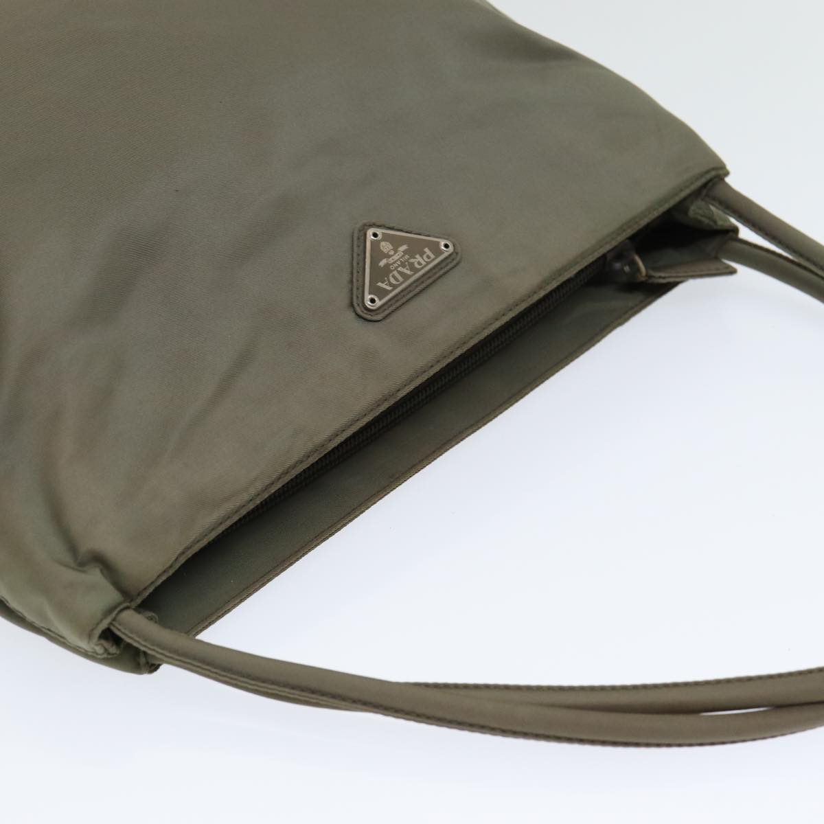 PRADA Tote Bag Nylon Khaki Auth 83950