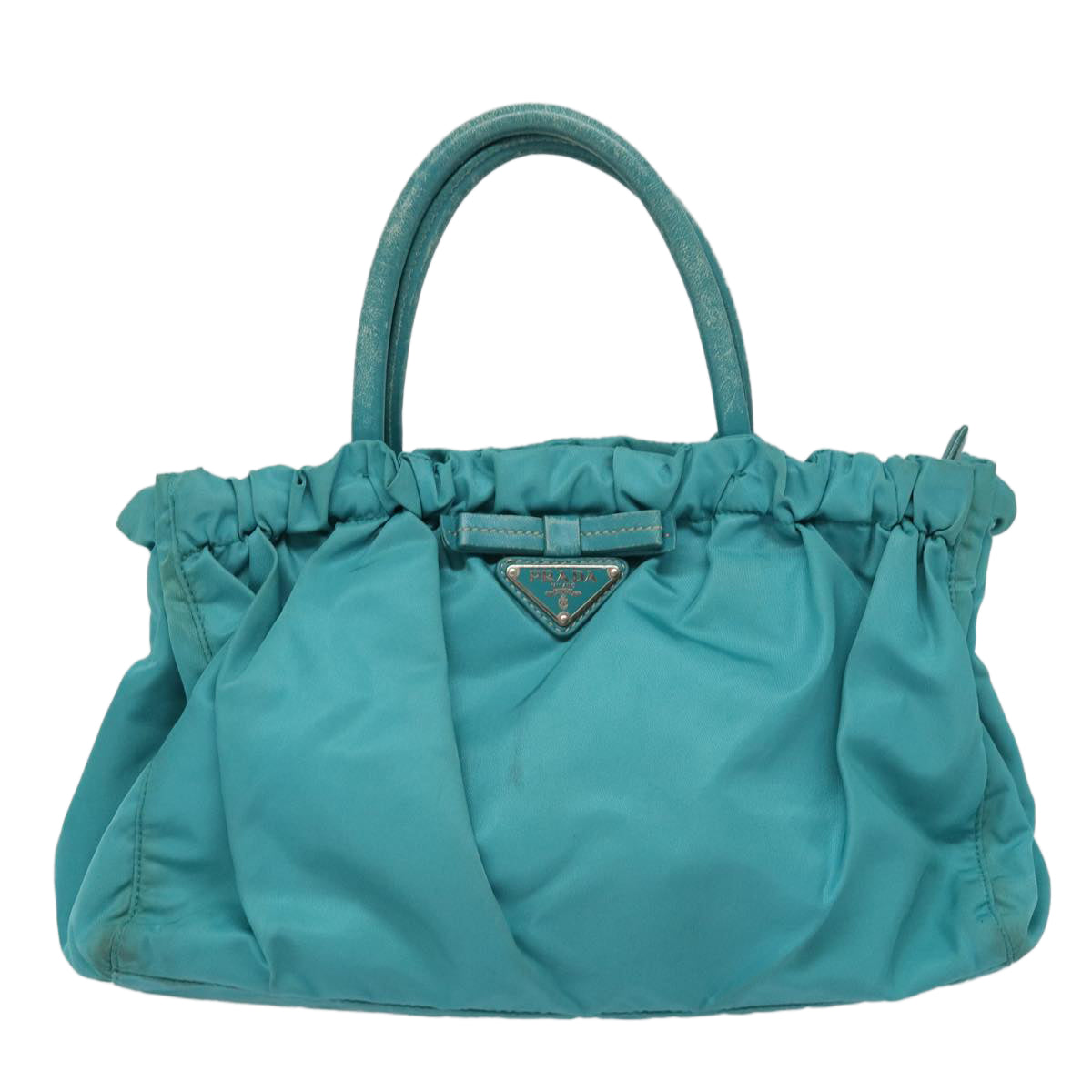 PRADA Hand Bag Nylon 2way Turquoise Blue Auth 83957