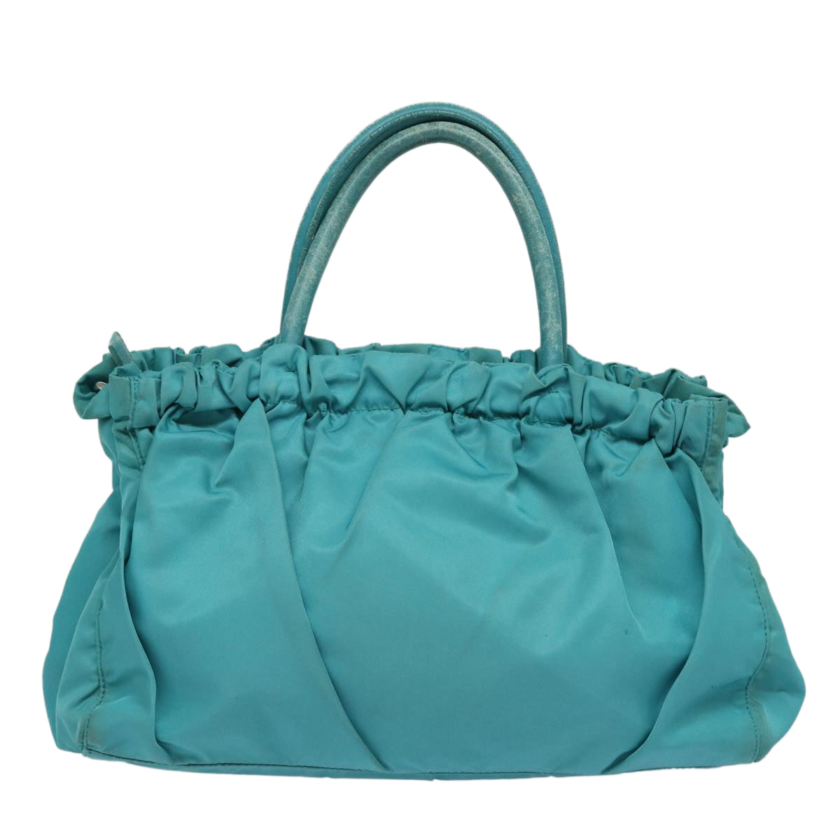 PRADA Hand Bag Nylon 2way Turquoise Blue Auth 83957