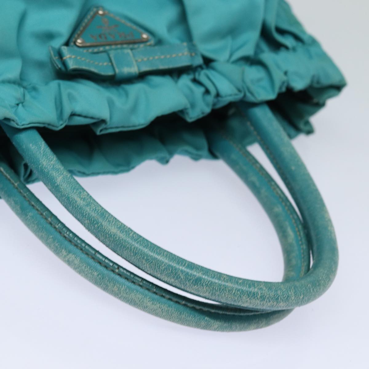 PRADA Hand Bag Nylon 2way Turquoise Blue Auth 83957