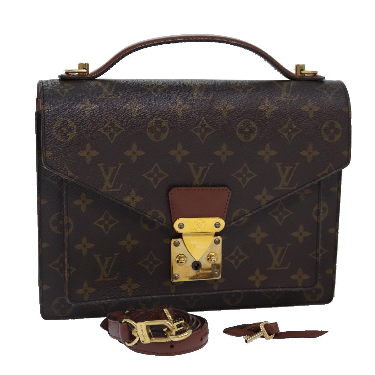 LOUIS VUITTON Monogram Monceau 28 Hand Bag 2way M51185 LV Auth 83970