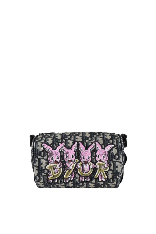 Christian Dior Roller Messenger Bag Oblique Canvas Black Canvas Shoulder Bag Bag ()