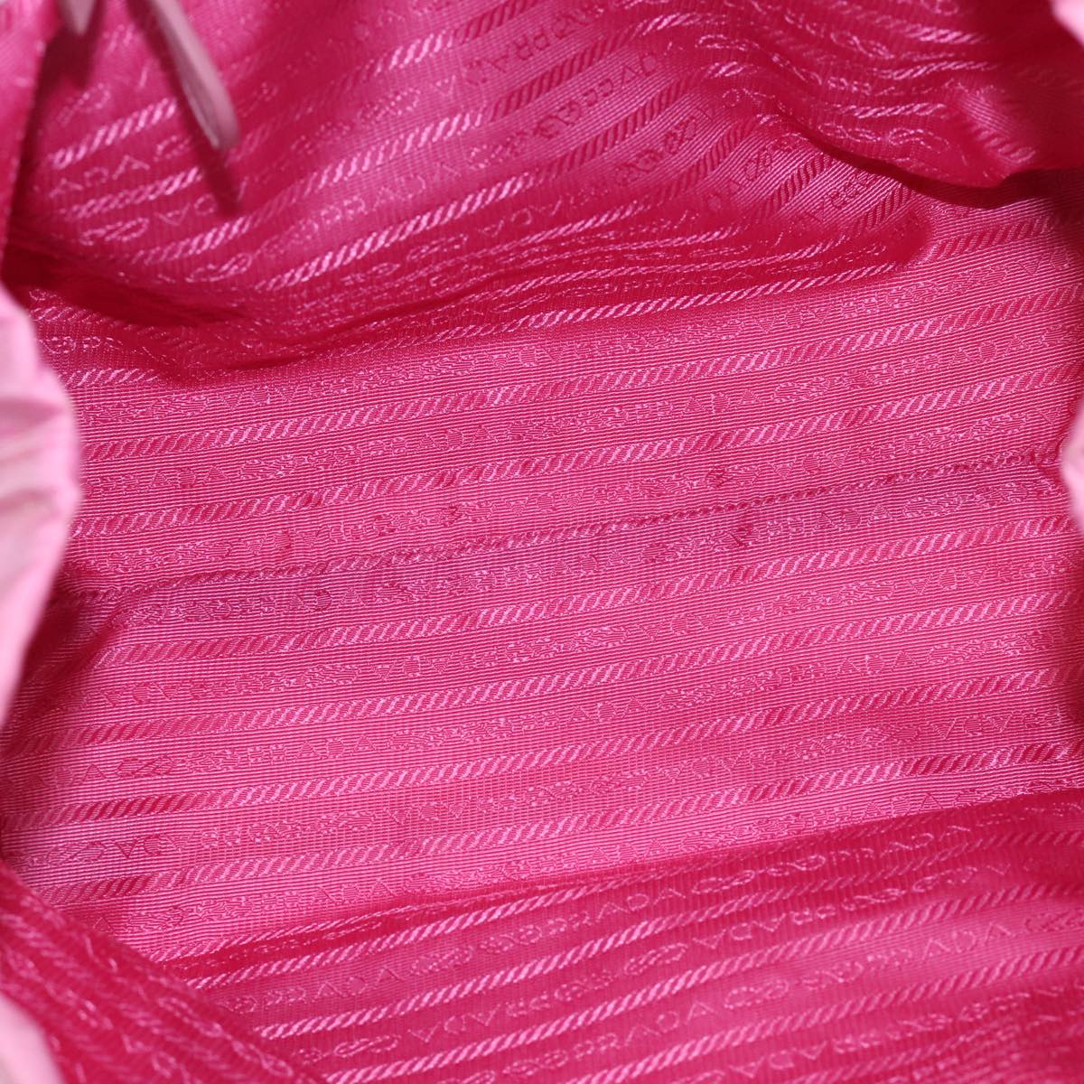 PRADA ribbon Hand Bag Nylon Pink Auth 84004