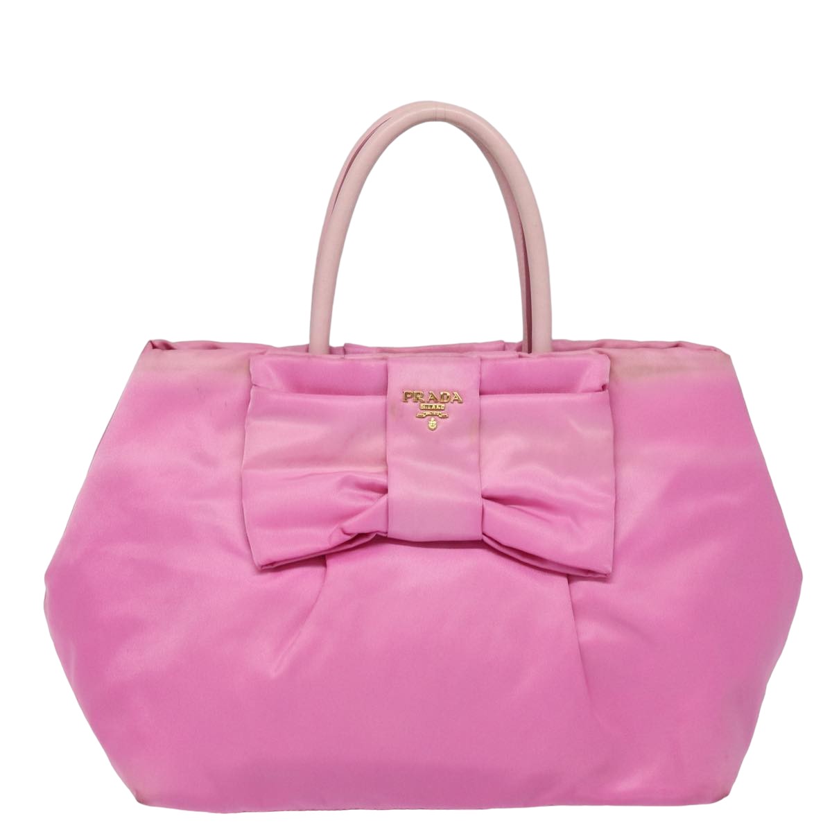 PRADA ribbon Hand Bag Nylon Pink Auth 84004