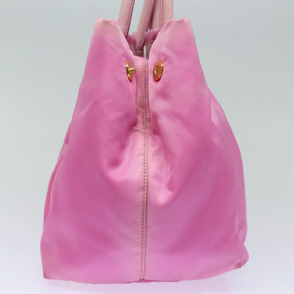 PRADA ribbon Hand Bag Nylon Pink Auth 84004