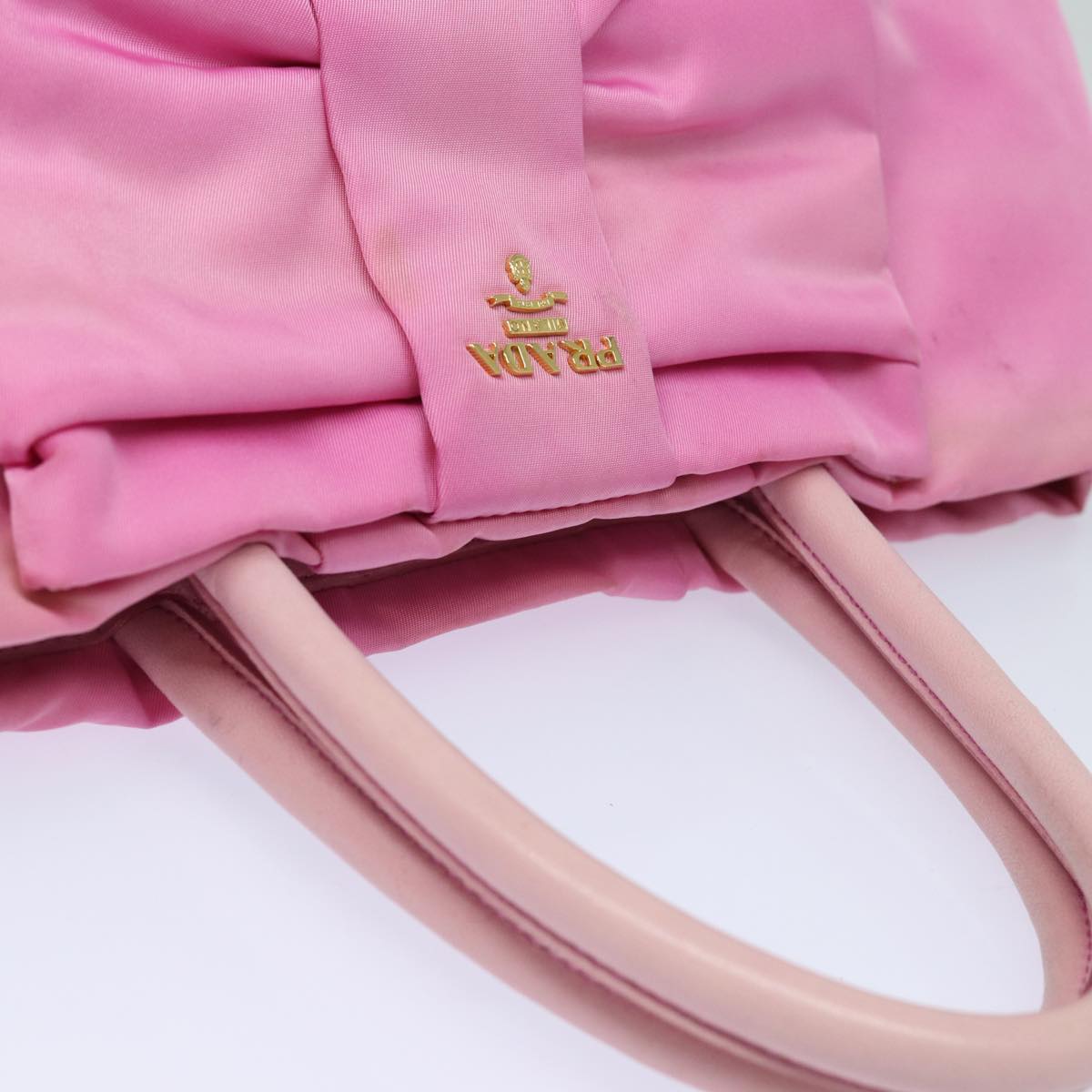 PRADA ribbon Hand Bag Nylon Pink Auth 84004