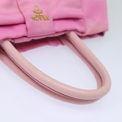 PRADA ribbon Hand Bag Nylon Pink Auth 84004