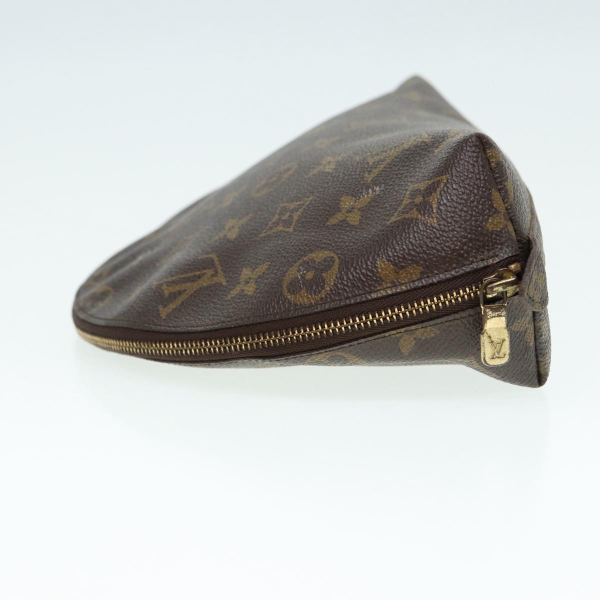 LOUIS VUITTON Monogram Trousse Demi Ronde Cosmetic Pouch M47520 LV Auth 84096